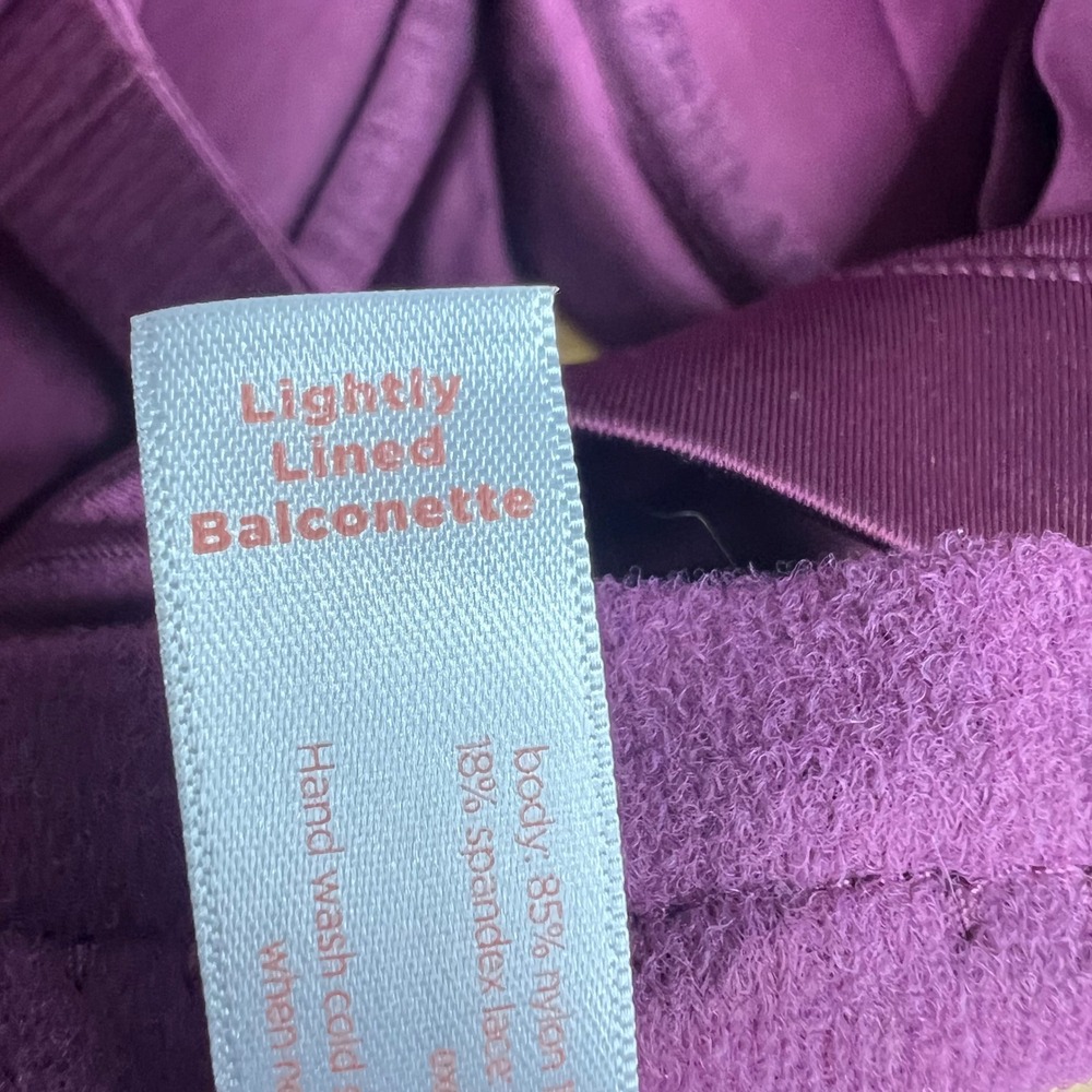 Cacique Lightly Lined Balconette Bra Sz 40G Satin Lace Trim Underwire Plum NEW - Picture 3 of 10